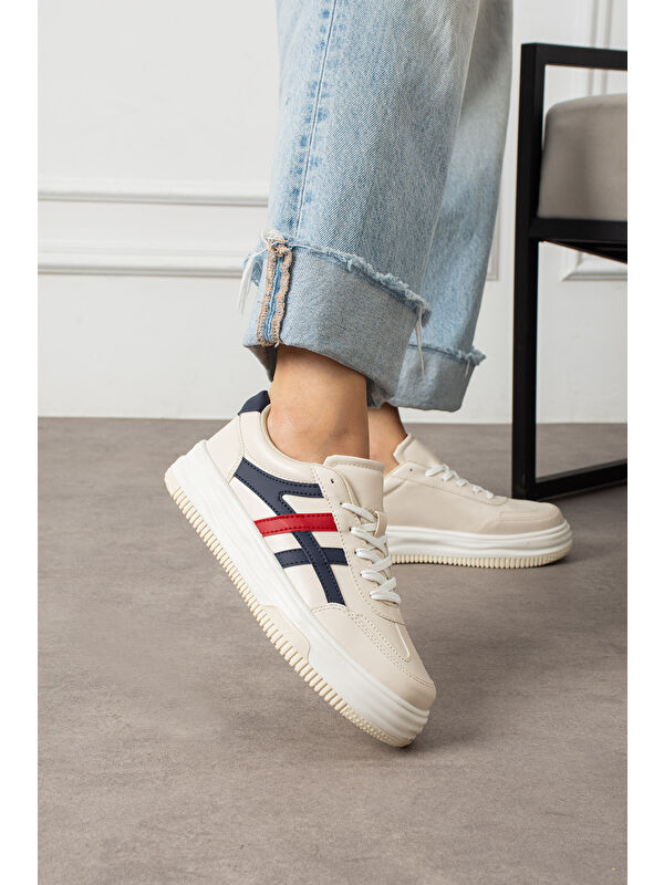 Bej Kadın Günlük Sneaker Spor Ayakkabı - Görsel 4