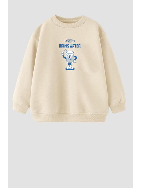 Monila Unisex Baskılı 3 İplik Kumaş Bisiklet Yaka Sweatshirt