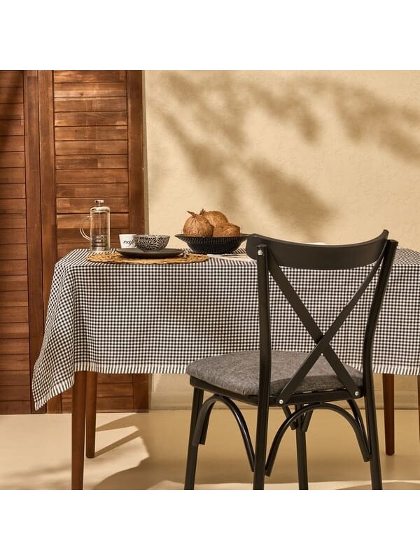 Evidea Soft Dama Masa Örtüsü - Siyah - 150x150 cm