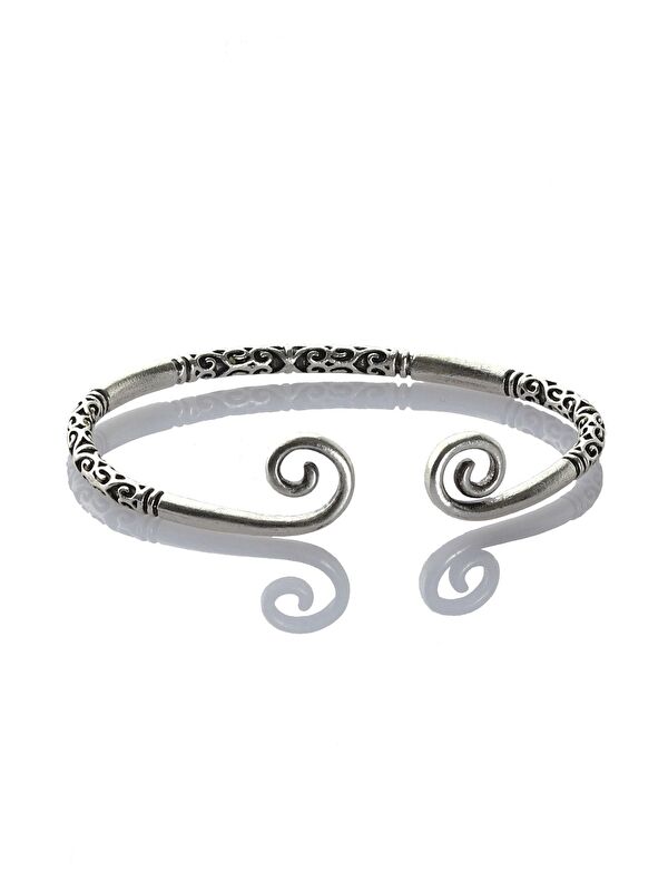 Labalaba Erkek Lak Siyah Renk Kaplama Ayarlanabilir Açık Band Spiral Formlu Bileklik