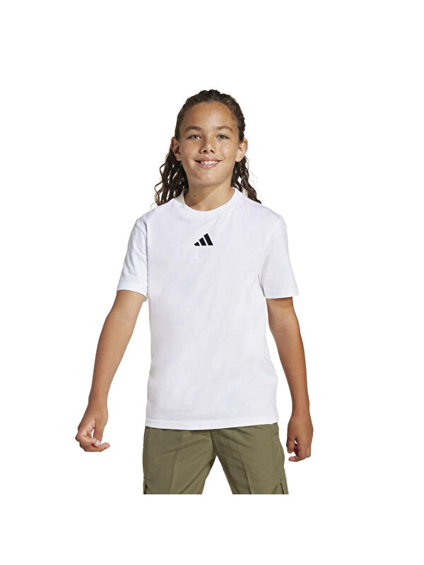 Adidas Essentials Çocuk Beyaz Yuvarlak Yaka Tişört