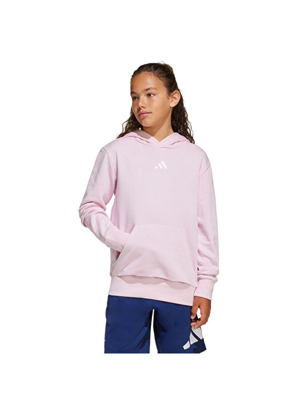 Adidas Sport Lifestlye Fleece Kız Çocuk Pembe Kapüşonlu Sweatshirt