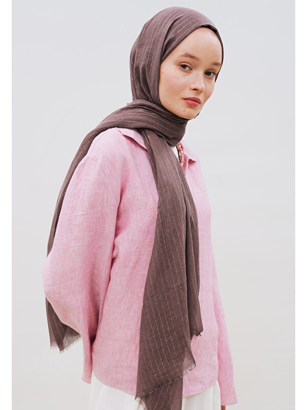 Fresh Scarfs Işıltılı Vual Şal Mürdüm
