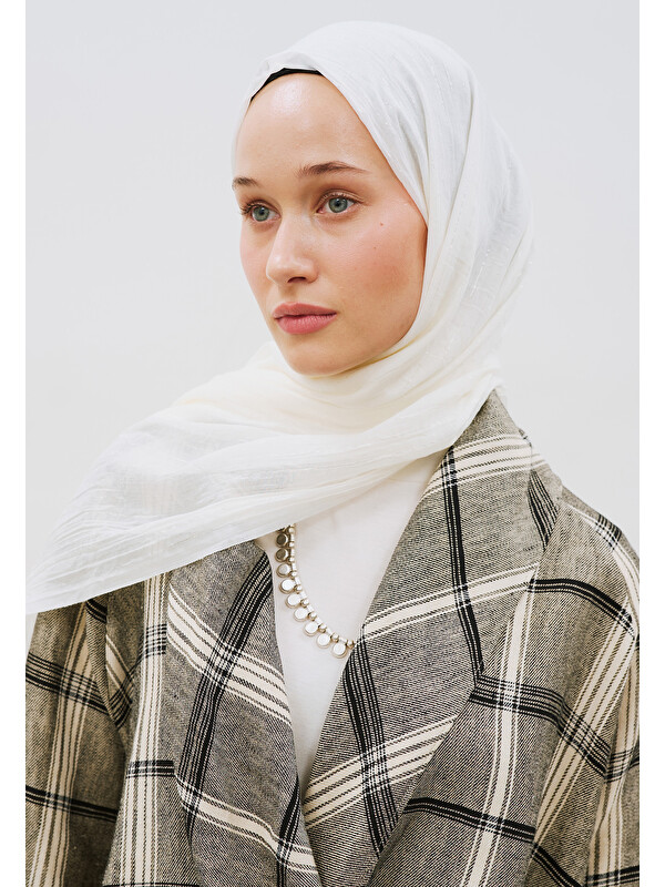 Fresh Scarfs Işıltılı Vual Şal Ekru