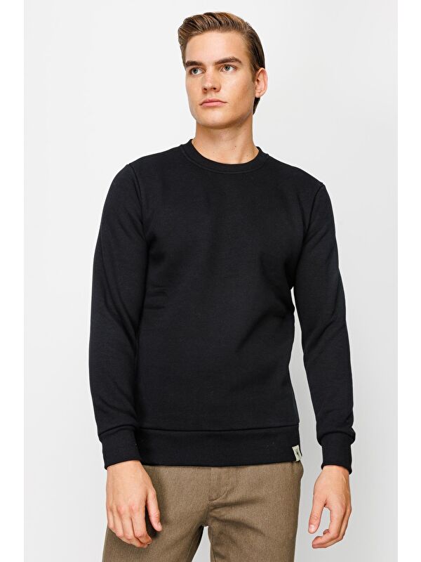 igs Erkek Siyah Bisiklet Yaka Sweatshirt