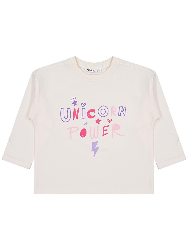 Civil Girls Power Baskılı 2-5 Yaş Sweatshirt - Ekru