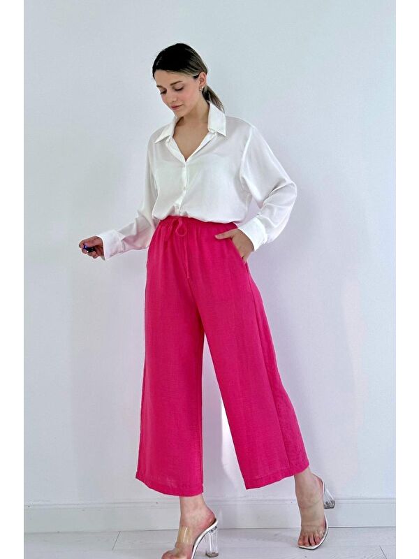 Jane's Fuşya Keten Pantolon