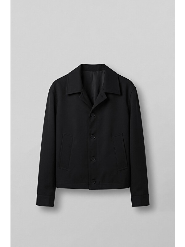 Abluka Online Erkek Smart Casual Relaxed Fit Düğmeli Ceket Siyah