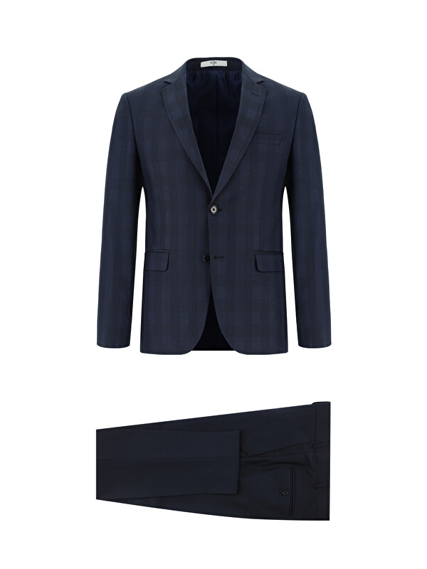 Kiğılı Super Slim Fit Ekstra Dar Kesim Kombinli Ekose Takım Elbise