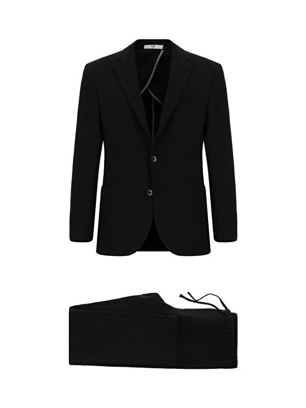 Kiğılı Slim Fit Dar Kesim Çizgili Beli Lastikli İpli Takım Elbise