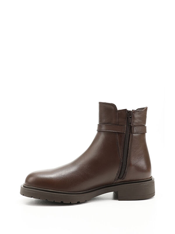Kadın ORTA KAHVERENGİ Tokalı Hakiki Deri Chelsea Bot - Görsel 4