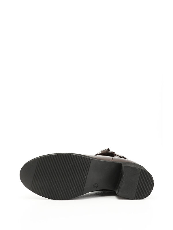 Kadın ORTA KAHVERENGİ Fermuarlı Kalın Topuklu Hakiki Deri Bot - Görsel 5