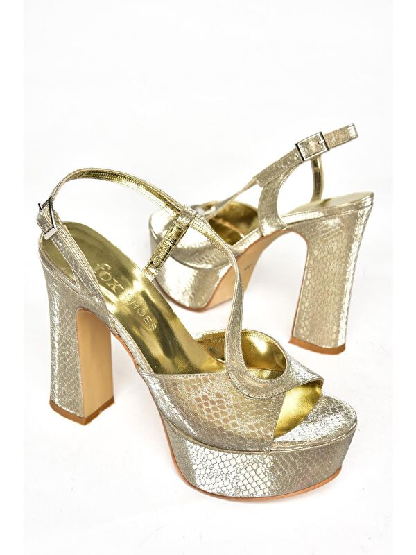 S2460595 Altın Kadın Topuklu Ayakkabı - Görsel 4