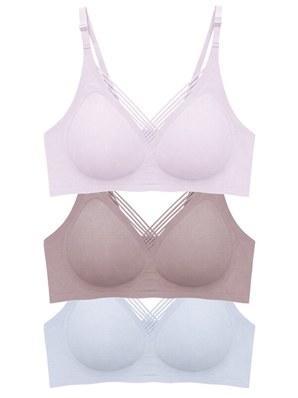 Cottonhill Seamless Bra - Lucent | Lazer Kesim Balensiz Ön Çapraz Şerit Detaylı Kadın Sütyen 3'Lü Paket