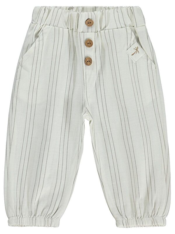 Civil Baby Çizgili 6-18 Ay Pantolon - Ekru 18-24 Ay