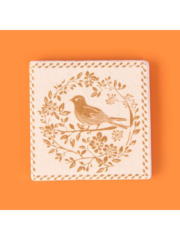 Evidea Kitchen Kuşlu Taş Bardak Altlığı - Renkli - 10x10 cm