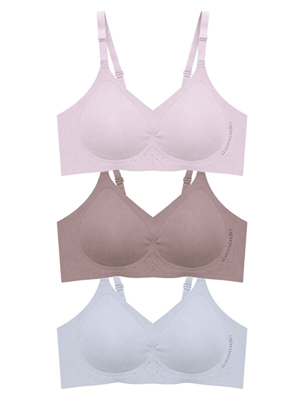 Cottonhill Seamless Bra - Alure | Lazer Kesim Balensiz Perfore Detaylı Dikişsiz Kadın Sütyen 3'Lü Paket