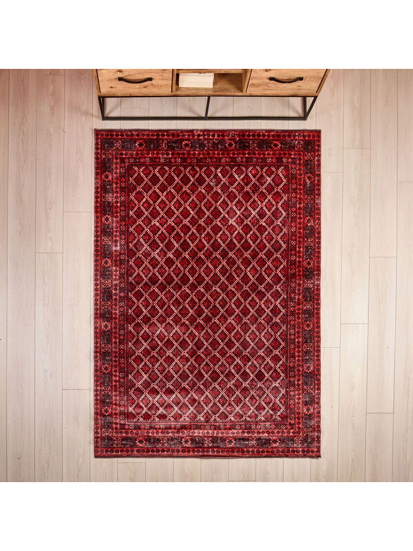 Evidea Soft Zarmine Afgan Desenli Halı - Kırmızı - 160x230 cm