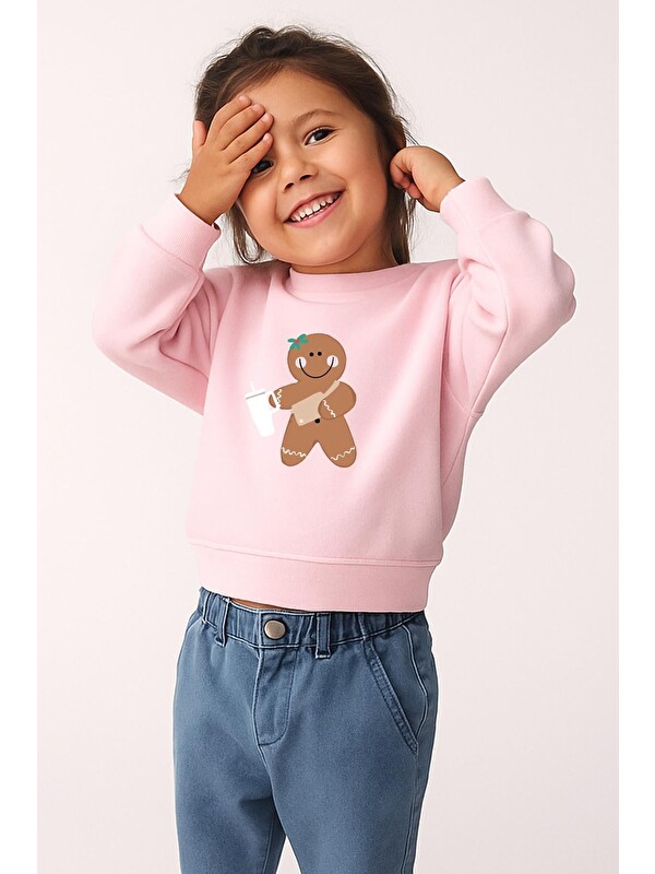 Monila Kız Çocuk Baskılı 3 İplik Kumaş Pamuklu Sweatshirt