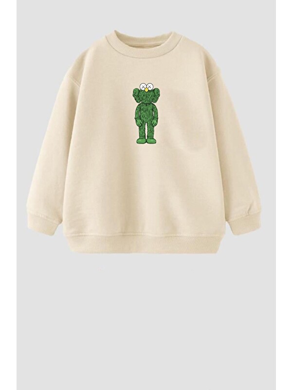 Monila Unisex Çocuk Kaws Baskılı 3 İplik Kumaş Pamuklusweatshirt