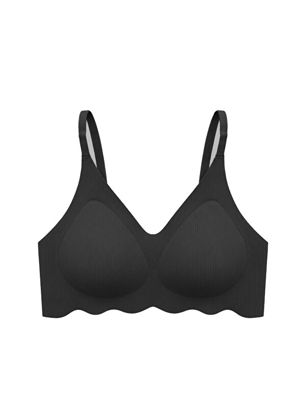 Cottonhill Seamless Bra - Elara | Siyah Lazer Kesim Balensiz İnce Fitil Dokulu Dikişsiz Kadın Sütyen