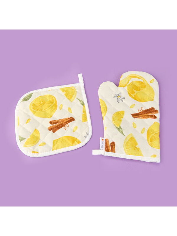 Evidea Soft Nemo Fırın Eldiveni ve Tutaç - Ekru / Sarı - 17x28 cm + 20x20 cm