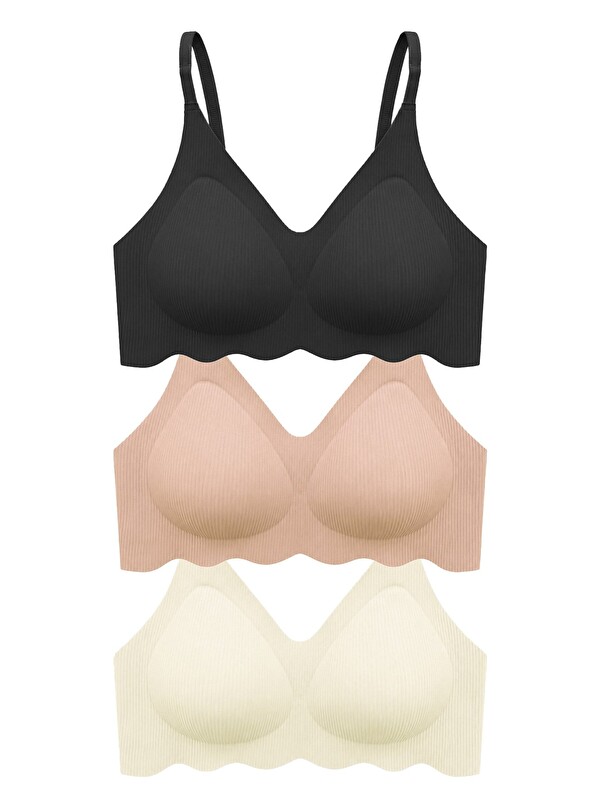 Cottonhill Seamless Bra - Elara | Lazer Kesim Balensiz İnce Fitil Dokulu Dikişsiz Kadın Sütyen 3'Lü Paket-2