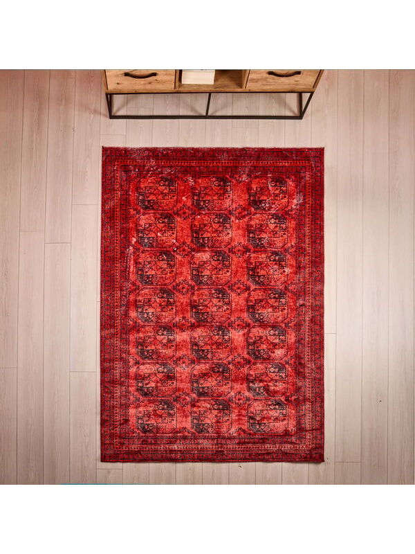 Evidea Soft Karakush Afgan Desenli Halı - Kırmızı - 160x230 cm