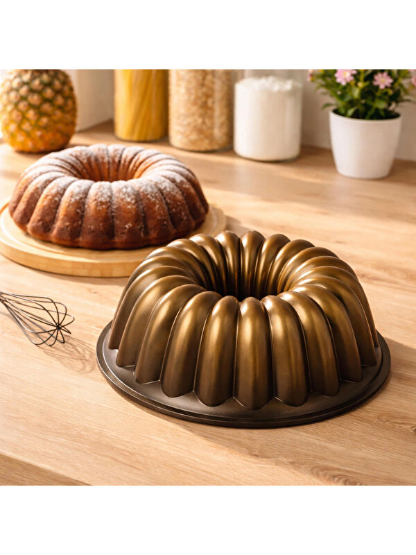 Porsima 4397 Granit Döküm Dilim Kek Kalıbı Gold Siyah 24cm