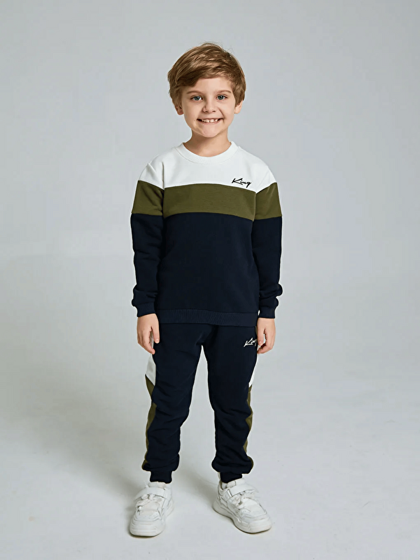 Luggi Baby Bisiklet Yaka Erkek Bebek Baskılı Sweatshirt ve Eşofman Alt 2'li Takım