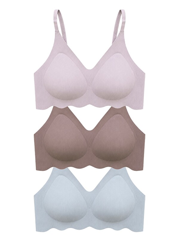 Cottonhill Seamless Bra - Elara | Lazer Kesim Balensiz İnce Fitil Dokulu Dikişsiz Kadın Sütyen 3'Lü Paket