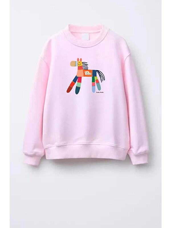 Monila Unisex Çocuk Baskılı 3 İplik Kumaş Pamuklu Sweatshirt