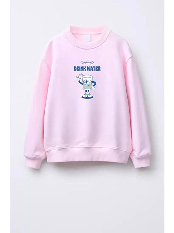 Monila Unisex Baskılı 3 İplik Kumaş Bisiklet Yaka Sweatshirt
