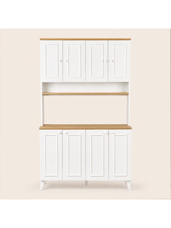 Eco Room Caffino Çok Amaçlı Kahve Köşesi Dolabı - Beyaz / Safir Meşe - 120 cm