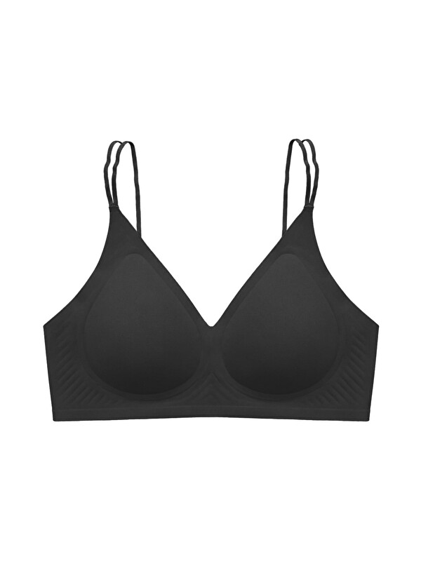 Cottonhill Seamless Bra - Viora | Siyah Lazer Kesim Balensiz Kontur Kabartma Detaylı Dikişsiz Kadın Sütyen