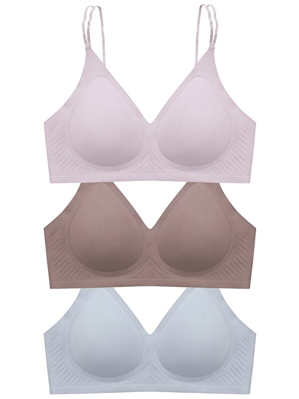 Cottonhill Seamless Bra - Viora | Lazer Kesim Balensiz Kontur Kabartma Detaylı Dikişsiz Kadın Sütyen 3'Lü Paket
