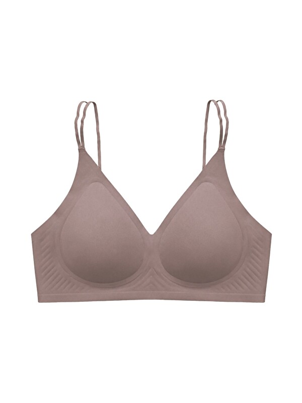 Cottonhill Seamless Bra - Viora | Kahverengi Lazer Kesim Balensiz Kontur Kabartma Detaylı Dikişsiz Kadın Sütyen