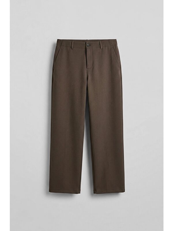 Abluka Online Erkek Smart Casual Bol Paça Relaxed Fit Pantolon Kahverengi