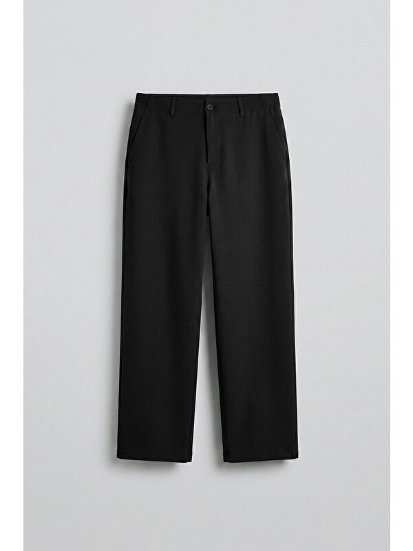 Abluka Online Erkek Smart Casual Bol Paça Relaxed Fit Pantolon Siyah