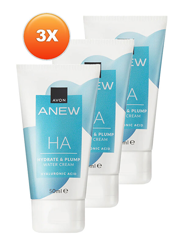 AVON Anew Hyalüronik Asit İçeren Dolgun Görünüm Veren Su Bazlı Krem 50 Ml. Üçlü Set