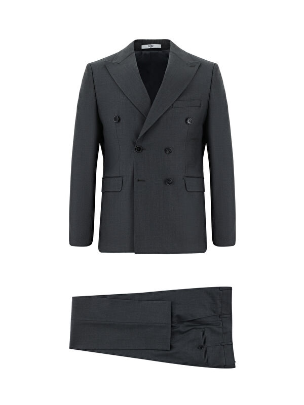 Kiğılı Slim Fit Dar Kesim Kruvaze Takım Elbise