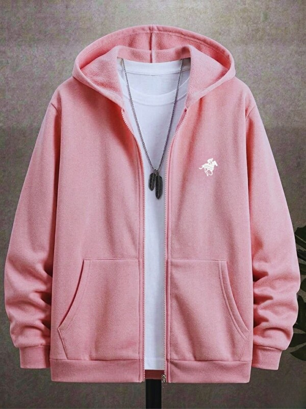Trendseninle Pembe Horse Baskılı Hırka