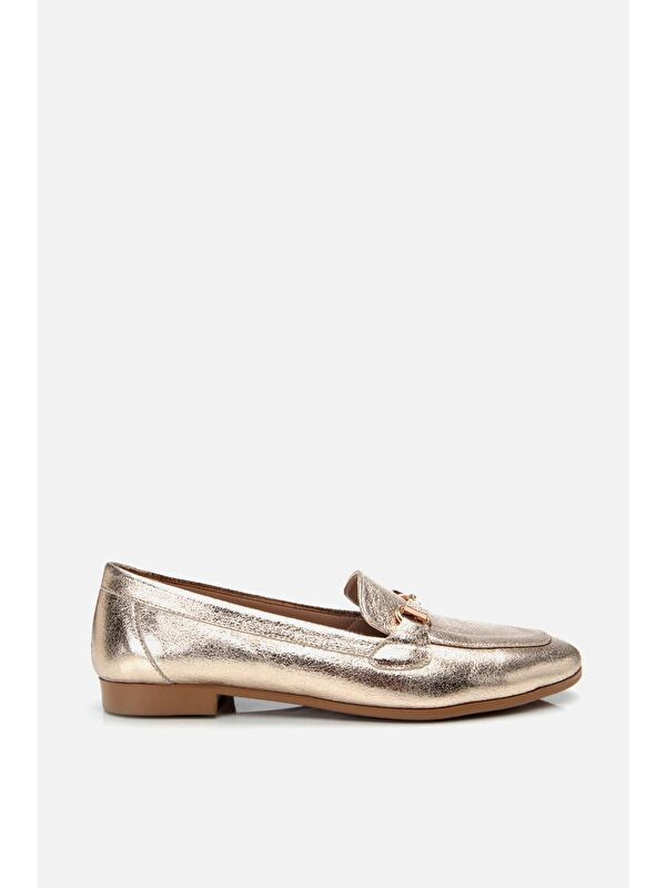 Kadın Gold Tokalı Klasik Loafer - Görsel 2
