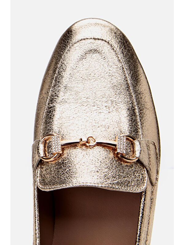 Kadın Gold Tokalı Klasik Loafer - Görsel 5