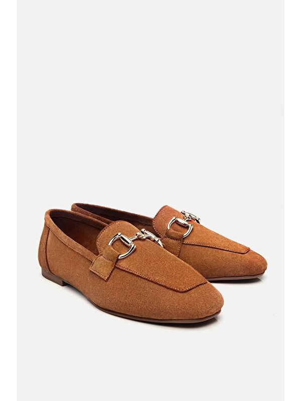 Kadın Deri Taba Tokalı Loafer - Görsel 6