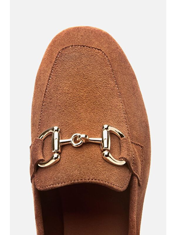 Kadın Deri Taba Tokalı Loafer - Görsel 8