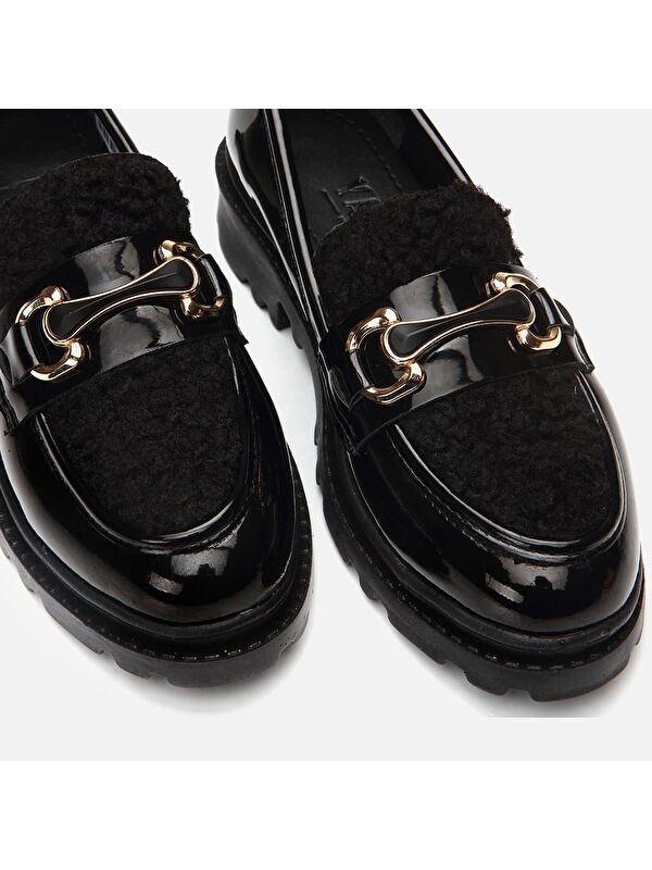 Siyah Kadın Tokalı Loafer - Görsel 7