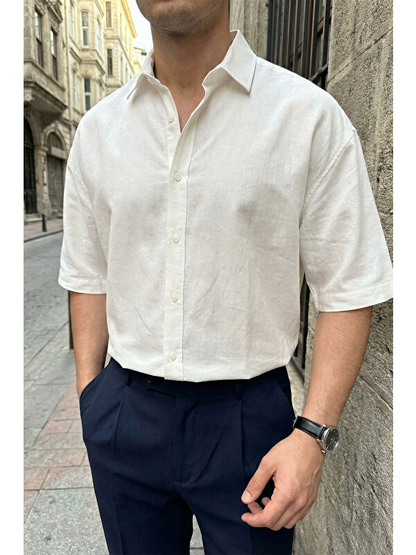 Livio Ferri Saga Yüksek Kalite Modal Erkek Kısa Kol Gömlek Premium Dokulu