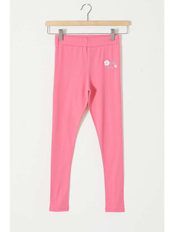 Timi Kids Pembe Çiçek Nakış Detaylı Kız Çocuk Tayt 18308