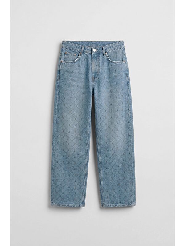 Abluka Online Erkek Baggy Vintage Efektli Jean Pantolon Mavi